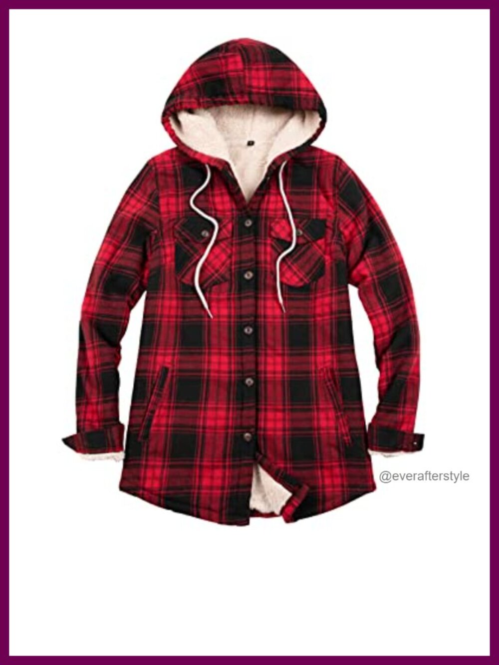 Sherpa Lined Plaid Flannel Jacket Hooded Button Down Women